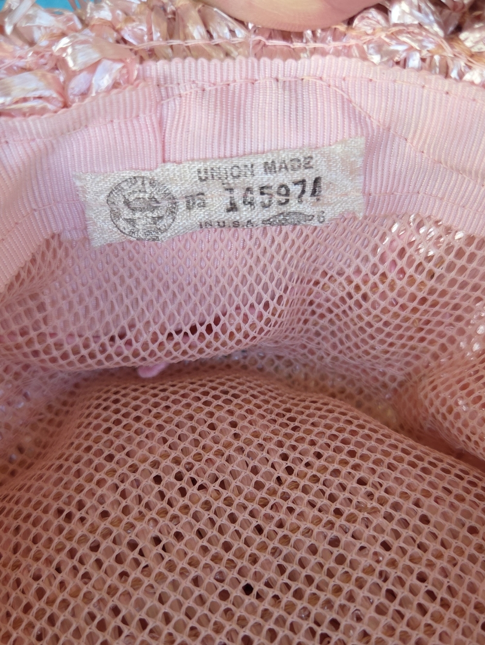 Vintage Pink Woven Straw Hat & Bag - Picture 11 of 12